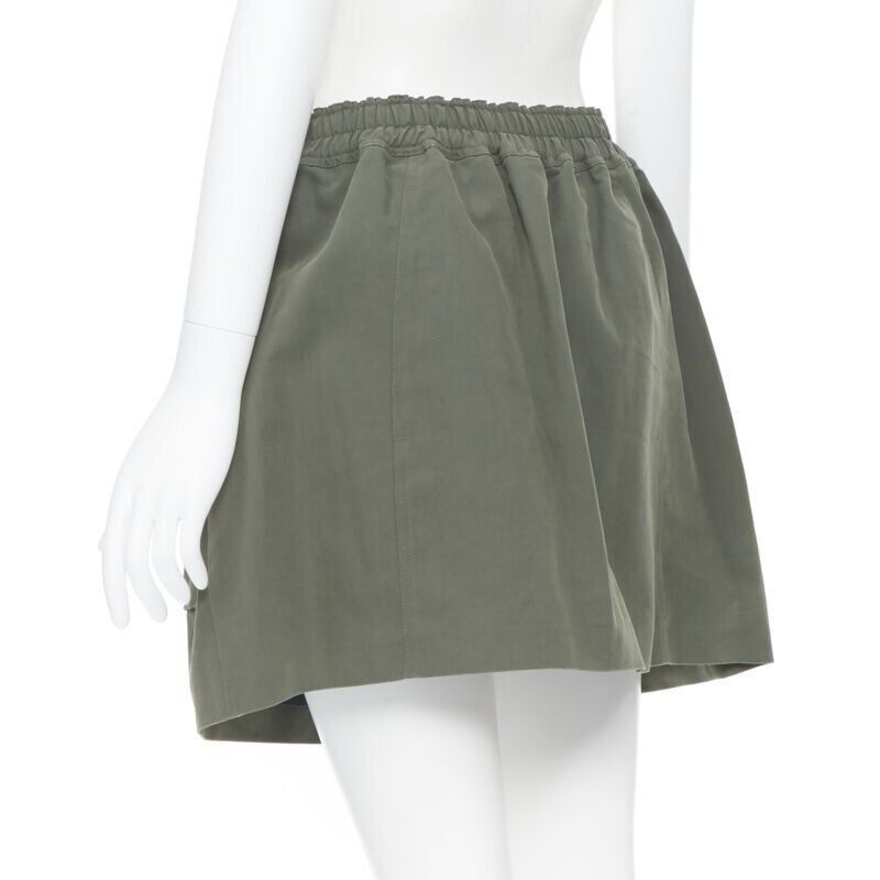 Kenzo KENZO military khaki green cotton dual pockets belted elasticated skirt Fr38 Size 28" / US 6 / IT 42 - 6 Thumbnail