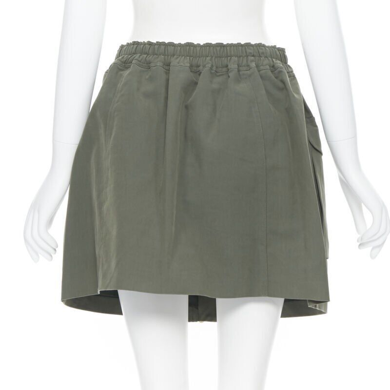Kenzo KENZO military khaki green cotton dual pockets belted elasticated skirt Fr38 Size 28" / US 6 / IT 42 - 5 Thumbnail