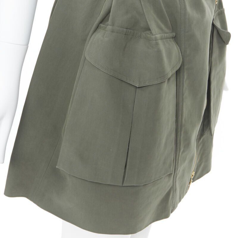Kenzo KENZO military khaki green cotton dual pockets belted elasticated skirt Fr38 Size 28" / US 6 / IT 42 - 8 Thumbnail