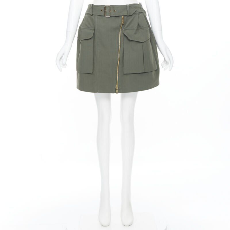 Kenzo KENZO military khaki green cotton dual pockets belted elasticated skirt Fr38 Size 28" / US 6 / IT 42 - 10 Thumbnail