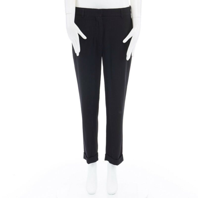 Haider Ackermann HAIDER ACKERMANN black fleece wool slim leg casual trousers pants FR36 32" Size 26" / US 2 / IT 38 - 2 Thumbnail