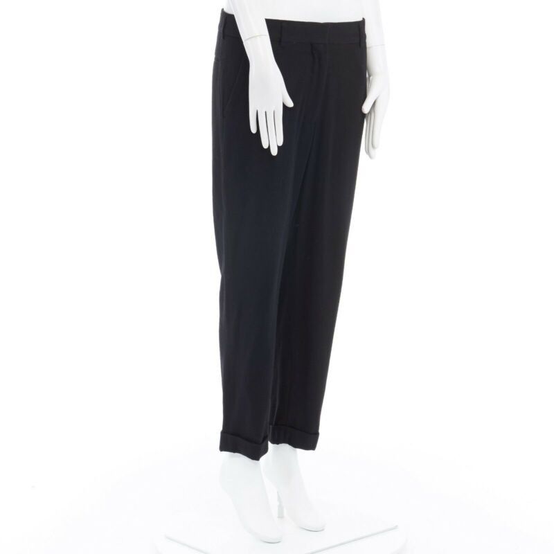 Haider Ackermann HAIDER ACKERMANN black fleece wool slim leg casual trousers pants FR36 32" Size 26" / US 2 / IT 38 - 3 Thumbnail