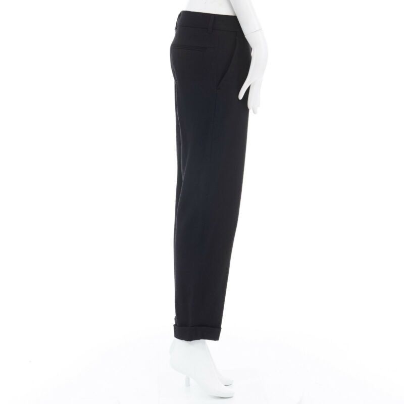 Haider Ackermann HAIDER ACKERMANN black fleece wool slim leg casual trousers pants FR36 32" Size 26" / US 2 / IT 38 - 4 Thumbnail