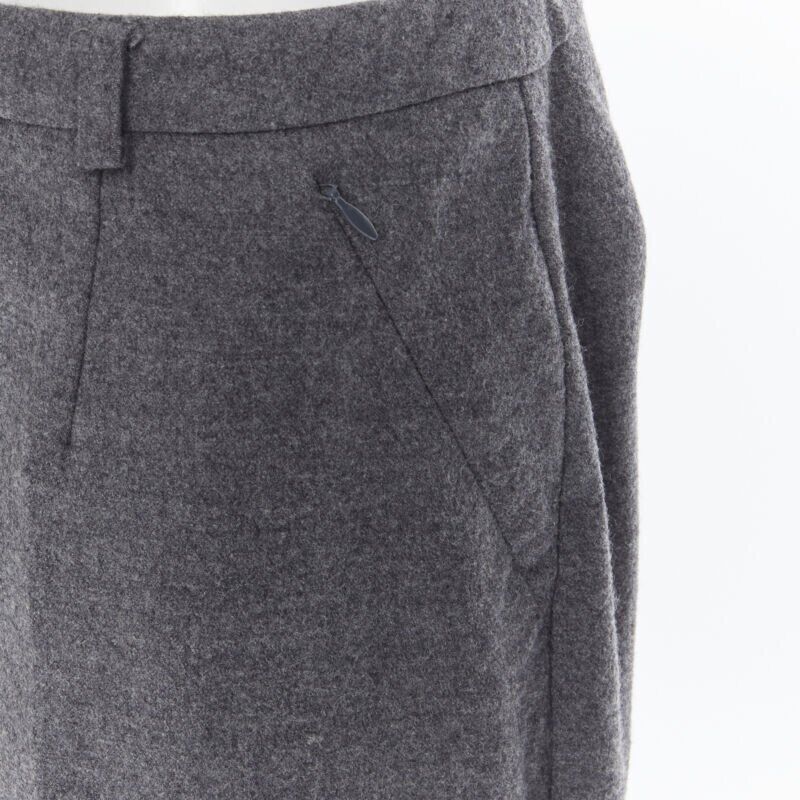 Max Mara SPORTMAX grey virgin wool blend concealed front pocket wide leg pants US12 29" Size 34" / US 12 / IT 48 - 7 Thumbnail
