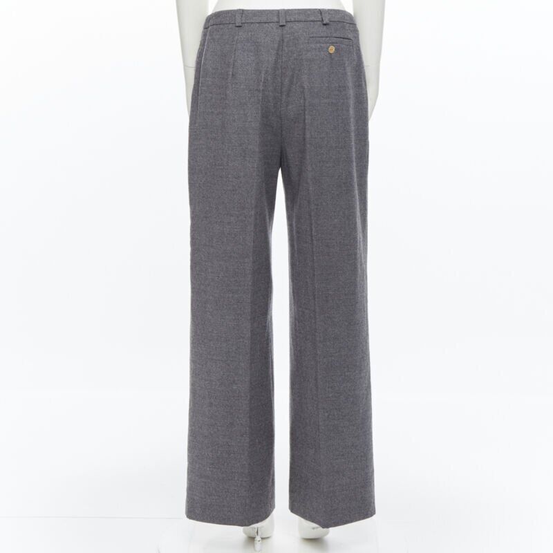 Max Mara SPORTMAX grey virgin wool blend concealed front pocket wide leg pants US12 29" Size 34" / US 12 / IT 48 - 5 Thumbnail