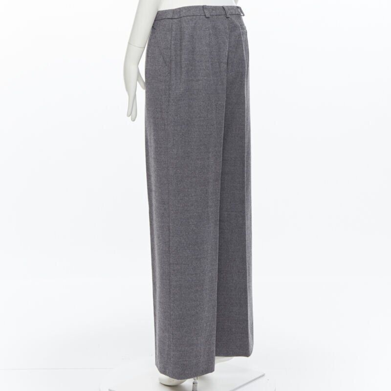 Max Mara SPORTMAX grey virgin wool blend concealed front pocket wide leg pants US12 29" Size 34" / US 12 / IT 48 - 4 Thumbnail
