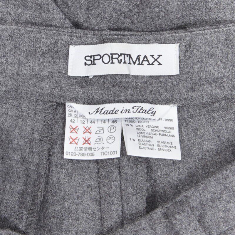 Max Mara SPORTMAX grey virgin wool blend concealed front pocket wide leg pants US12 29" Size 34" / US 12 / IT 48 - 9 Thumbnail