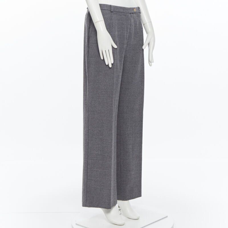 Max Mara SPORTMAX grey virgin wool blend concealed front pocket wide leg pants US12 29" Size 34" / US 12 / IT 48 - 2 Thumbnail