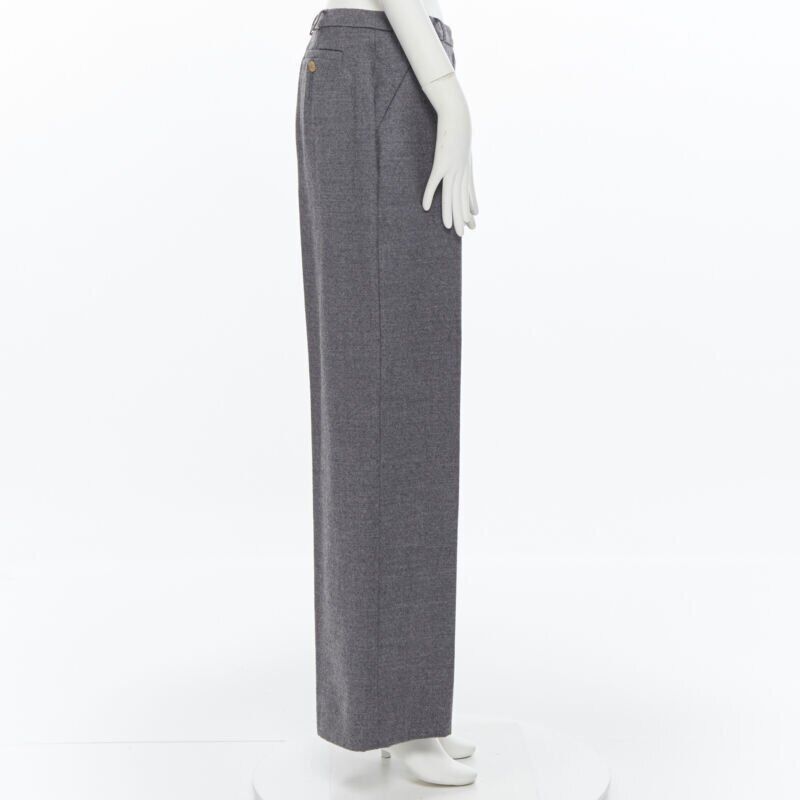 Max Mara SPORTMAX grey virgin wool blend concealed front pocket wide leg pants US12 29" Size 34" / US 12 / IT 48 - 3 Thumbnail