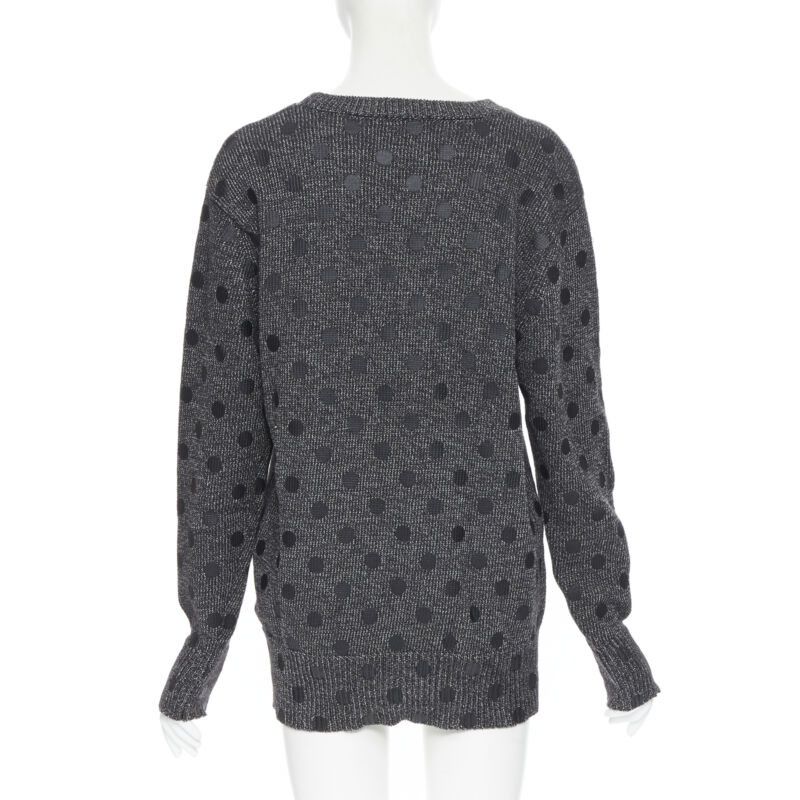 Markus Lupfer MARKUS LUPFER cotton blend knit grey polka dot printed oversized sweater L Size L / US 10 / IT 46 - 5 Thumbnail