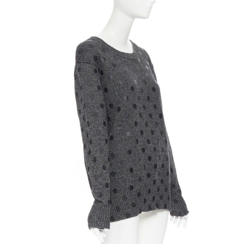 Markus Lupfer MARKUS LUPFER cotton blend knit grey polka dot printed oversized sweater L Size L / US 10 / IT 46 - 3 Thumbnail