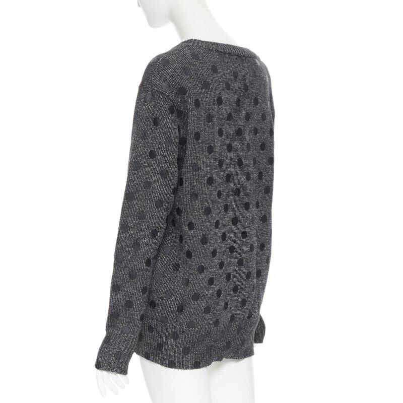 Markus Lupfer MARKUS LUPFER cotton blend knit grey polka dot printed oversized sweater L Size L / US 10 / IT 46 - 6 Thumbnail