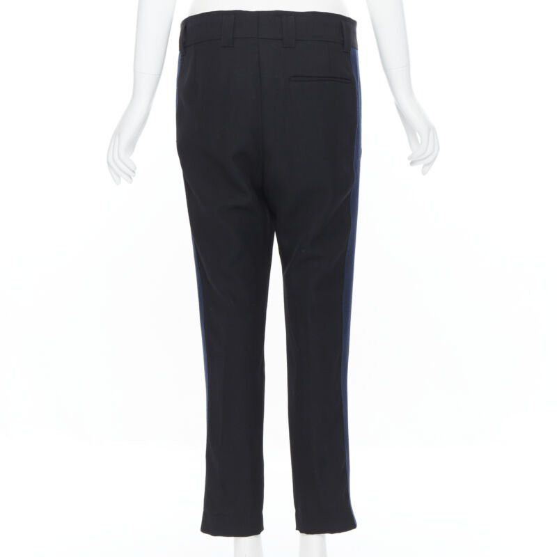 Haider Ackermann HAIDER ACKERMANN 100% fleece wool black navy grosgrain side cropped pants FR36 Size 27" / US 4 / IT 40 - 6 Thumbnail