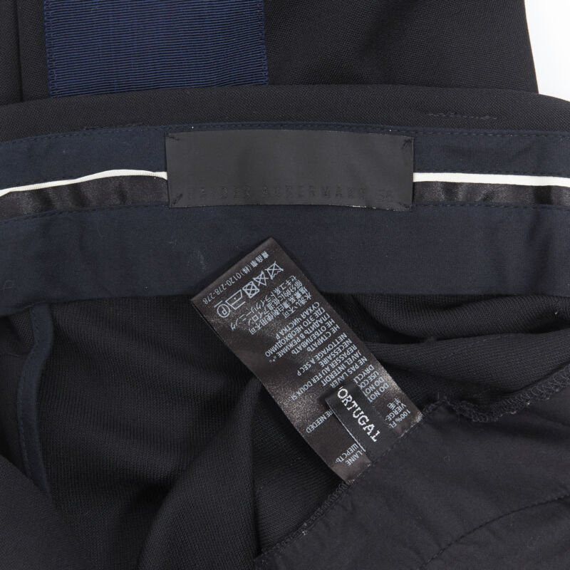 Haider Ackermann HAIDER ACKERMANN 100% fleece wool black navy grosgrain side cropped pants FR36 Size 27" / US 4 / IT 40 - 9 Thumbnail