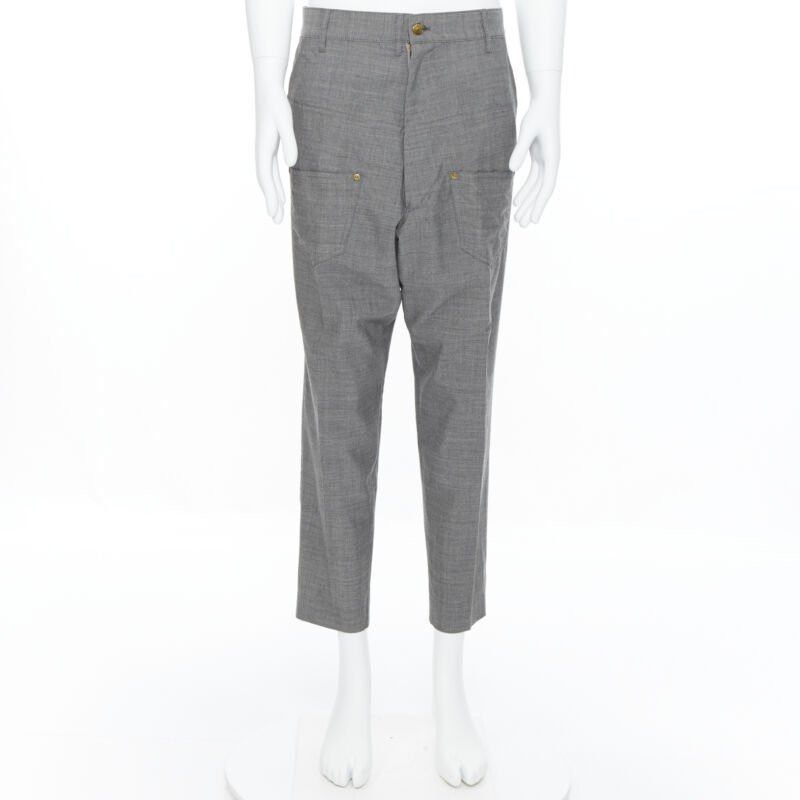 mercibeaucoup MERCIBEAUCOUP grey wool reversed back to front dropped crotch trousers JP3 L Size 27" / US 4 / IT 40 - 3 Thumbnail