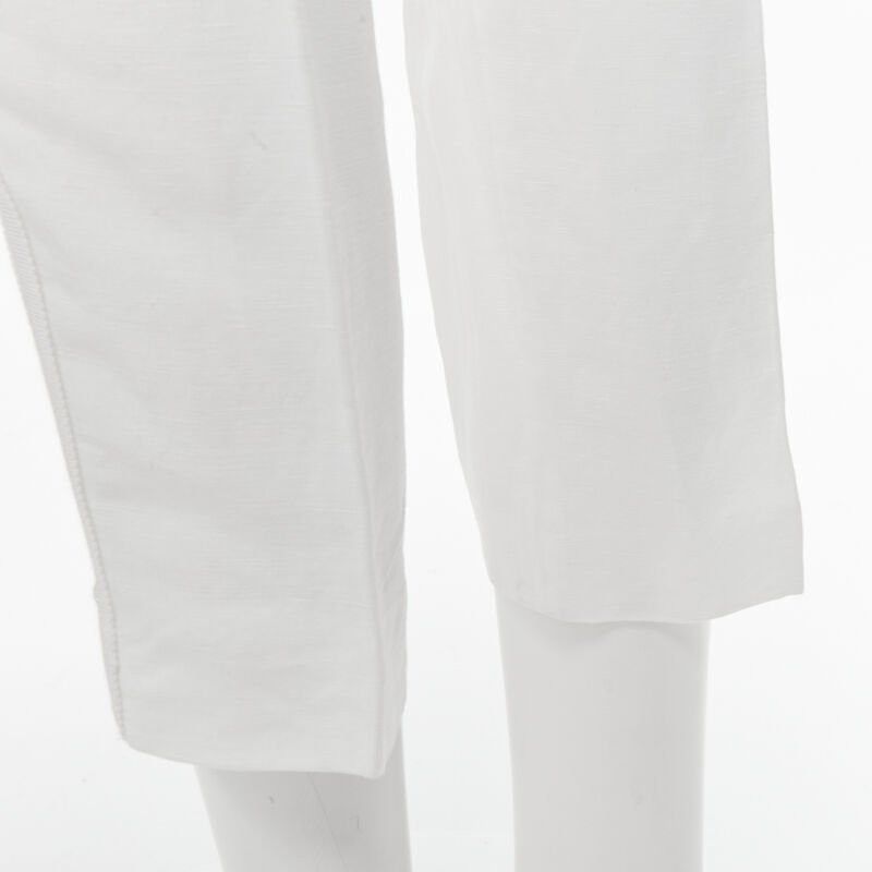 Haider Ackermann HAIDER ACKERMANN white grosgrain linen drop crotch cropped trousers FR38 S Size 28" / US 6 / IT 42 - 11 Thumbnail