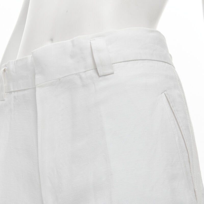 Haider Ackermann HAIDER ACKERMANN white grosgrain linen drop crotch cropped trousers FR38 S Size 28" / US 6 / IT 42 - 2 Thumbnail