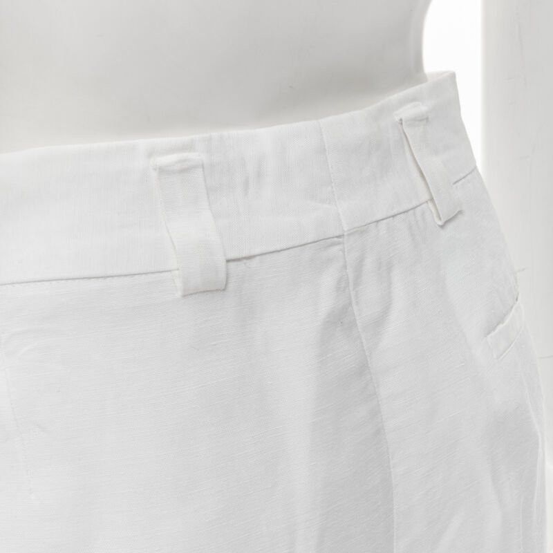 Haider Ackermann HAIDER ACKERMANN white grosgrain linen drop crotch cropped trousers FR38 S Size 28" / US 6 / IT 42 - 8 Thumbnail