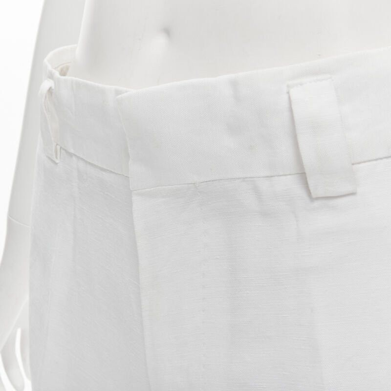 Haider Ackermann HAIDER ACKERMANN white grosgrain linen drop crotch cropped trousers FR38 S Size 28" / US 6 / IT 42 - 7 Thumbnail