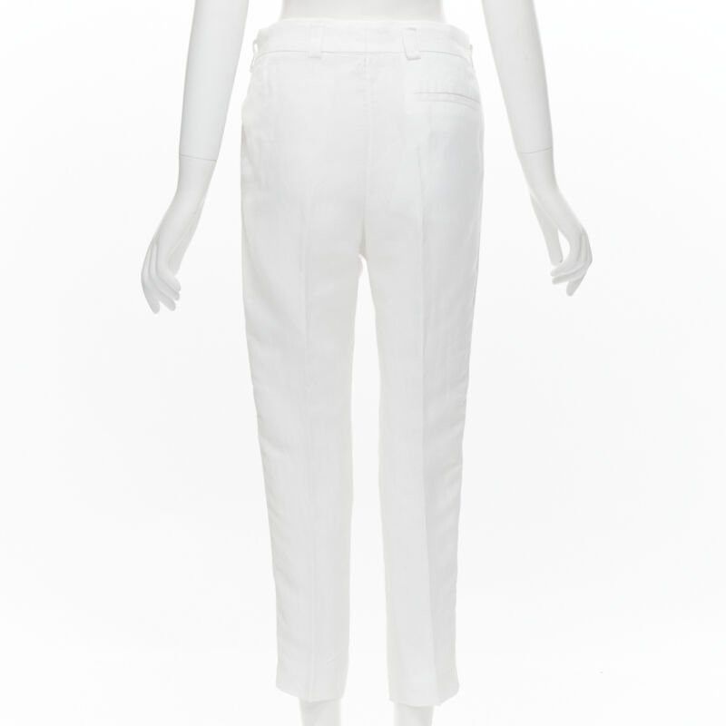 Haider Ackermann HAIDER ACKERMANN white grosgrain linen drop crotch cropped trousers FR38 S Size 28" / US 6 / IT 42 - 5 Thumbnail