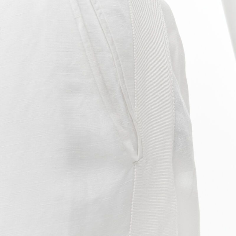 Haider Ackermann HAIDER ACKERMANN white grosgrain linen drop crotch cropped trousers FR38 S Size 28" / US 6 / IT 42 - 9 Thumbnail