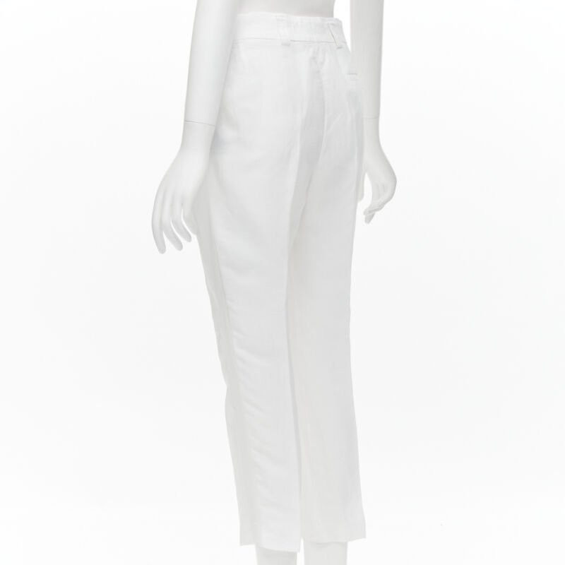 Haider Ackermann HAIDER ACKERMANN white grosgrain linen drop crotch cropped trousers FR38 S Size 28" / US 6 / IT 42 - 6 Thumbnail