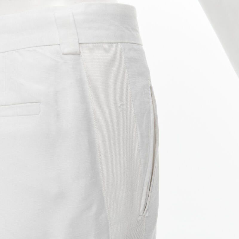 Haider Ackermann HAIDER ACKERMANN white grosgrain linen drop crotch cropped trousers FR38 S Size 28" / US 6 / IT 42 - 10 Thumbnail