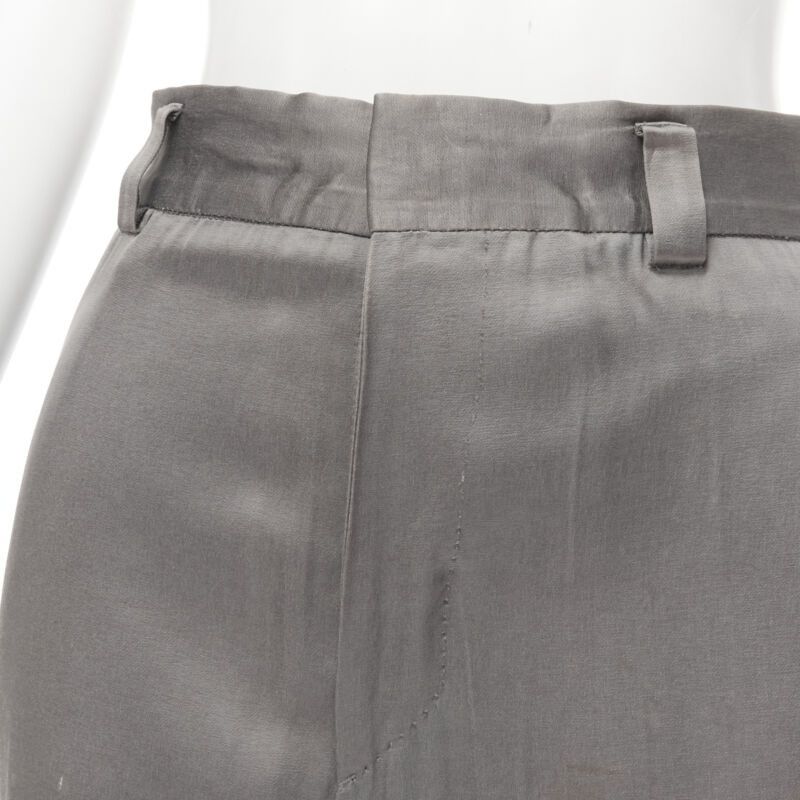 Haider Ackermann HAIDER ACKERMANN grey rayon dusty pink grosgrain cropped trousers FR38 S Size 28" / US 6 / IT 42 - 7 Thumbnail