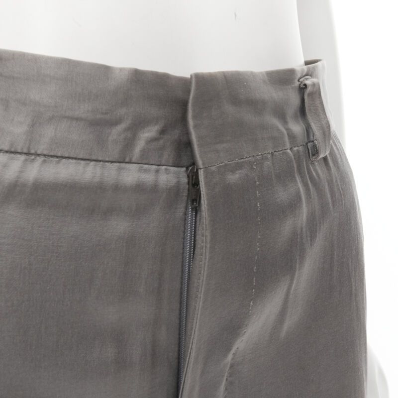 Haider Ackermann HAIDER ACKERMANN grey rayon dusty pink grosgrain cropped trousers FR38 S Size 28" / US 6 / IT 42 - 6 Thumbnail