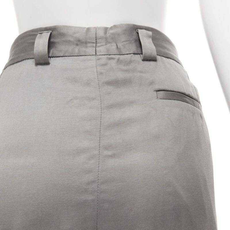 Haider Ackermann HAIDER ACKERMANN grey rayon dusty pink grosgrain cropped trousers FR38 S Size 28" / US 6 / IT 42 - 8 Thumbnail