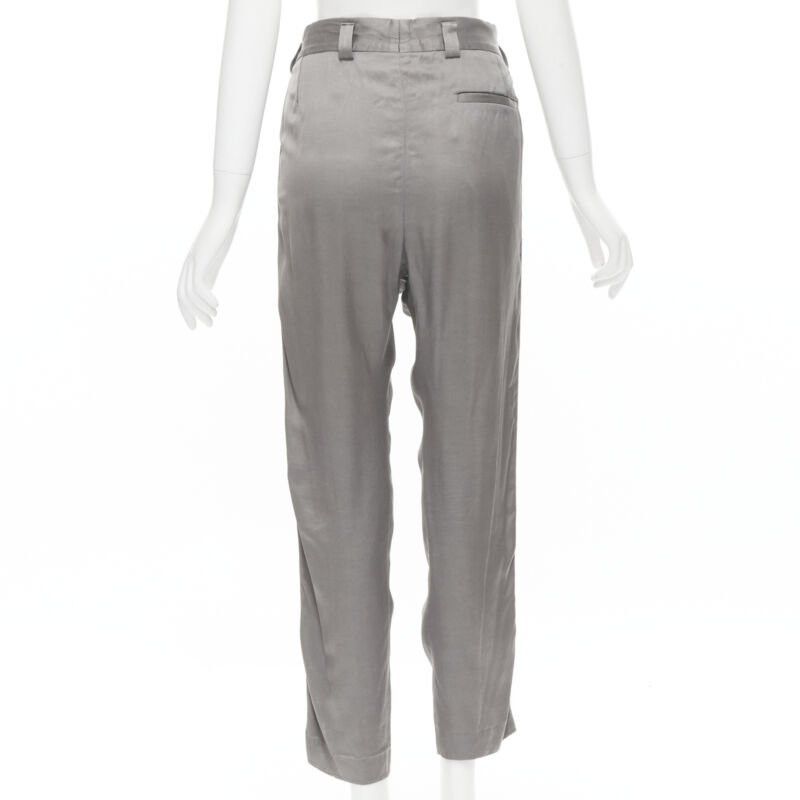 Haider Ackermann HAIDER ACKERMANN grey rayon dusty pink grosgrain cropped trousers FR38 S Size 28" / US 6 / IT 42 - 5 Thumbnail