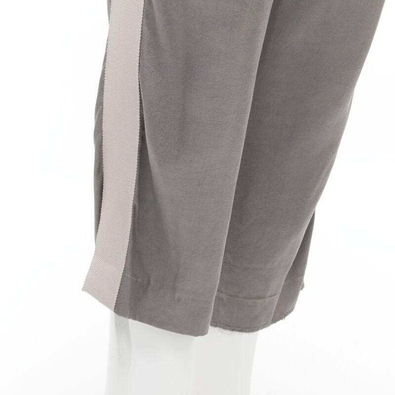 Haider Ackermann HAIDER ACKERMANN grey rayon dusty pink grosgrain cropped trousers FR38 S Size 28" / US 6 / IT 42 - 9 Thumbnail