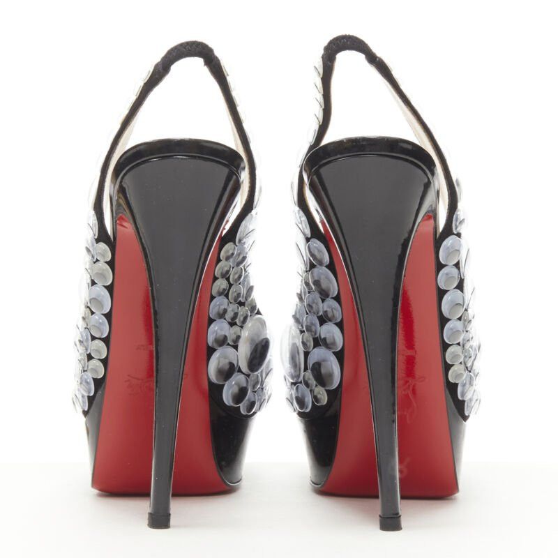 Christian Louboutin CHRISTIAN LOUBOUTIN Deja Vu 150 black patent eyeball peeptoe sling platform EU36 Size US 6 / IT 36 - 5 Thumbnail