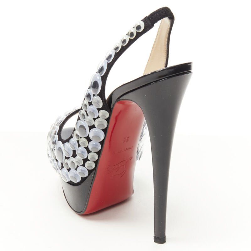 Christian Louboutin CHRISTIAN LOUBOUTIN Deja Vu 150 black patent eyeball peeptoe sling platform EU36 Size US 6 / IT 36 - 8 Thumbnail