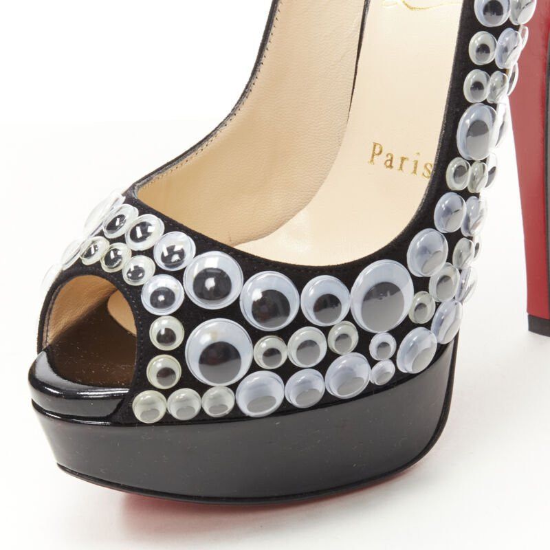 Christian Louboutin CHRISTIAN LOUBOUTIN Deja Vu 150 black patent eyeball peeptoe sling platform EU36 Size US 6 / IT 36 - 7 Thumbnail