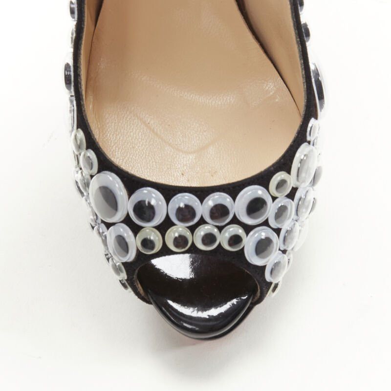 Christian Louboutin CHRISTIAN LOUBOUTIN Deja Vu 150 black patent eyeball peeptoe sling platform EU36 Size US 6 / IT 36 - 6 Thumbnail