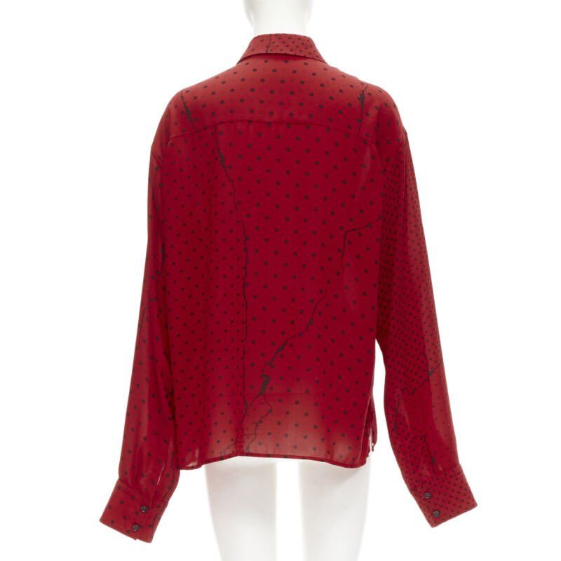 Haider Ackermann HAIDEr ACKERMANN 2018 red black polka dot print relaxed oversized shirt FR40 M Size M / US 6-8 / IT 42-44 - 5 Thumbnail