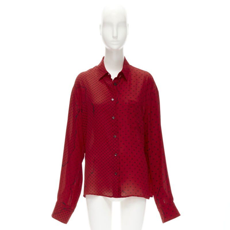 Haider Ackermann HAIDEr ACKERMANN 2018 red black polka dot print relaxed oversized shirt FR40 M Size M / US 6-8 / IT 42-44 - 10 Thumbnail