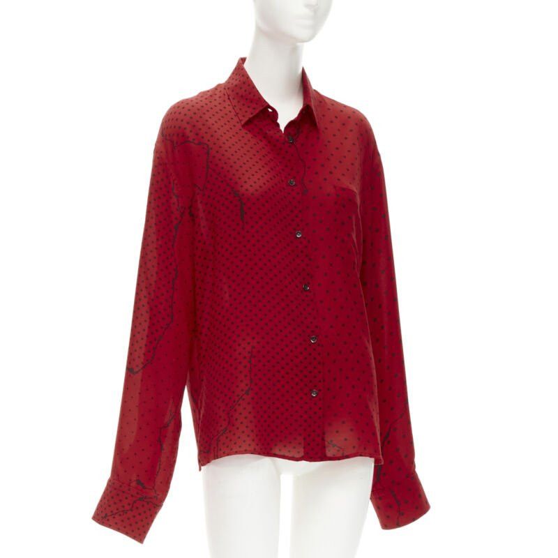 Haider Ackermann HAIDEr ACKERMANN 2018 red black polka dot print relaxed oversized shirt FR40 M Size M / US 6-8 / IT 42-44 - 3 Thumbnail