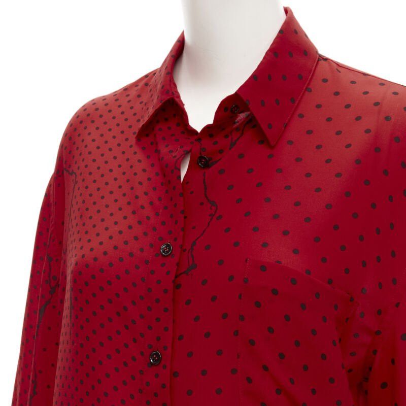 Haider Ackermann HAIDEr ACKERMANN 2018 red black polka dot print relaxed oversized shirt FR40 M Size M / US 6-8 / IT 42-44 - 2 Thumbnail