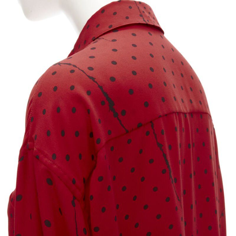 Haider Ackermann HAIDEr ACKERMANN 2018 red black polka dot print relaxed oversized shirt FR40 M Size M / US 6-8 / IT 42-44 - 7 Thumbnail
