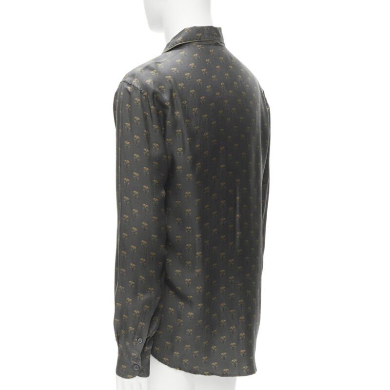 Dolce & Gabbana DOLCE GABBANA 100% silk grey Queen Bee print pajama shirt M Size M / US 6-8 / IT 42-44 - 6 Thumbnail