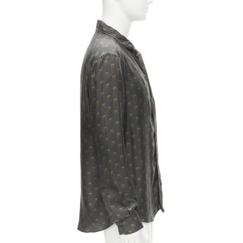 Dolce & Gabbana DOLCE GABBANA 100% silk grey Queen Bee print pajama shirt M Size M / US 6-8 / IT 42-44 - 4 Thumbnail