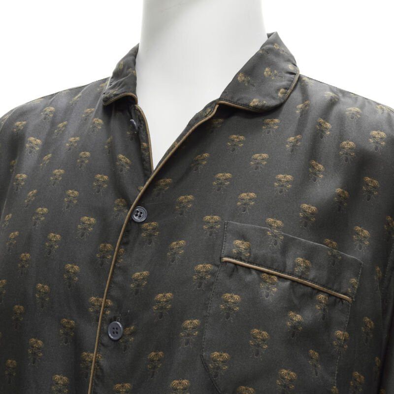 Dolce & Gabbana DOLCE GABBANA 100% silk grey Queen Bee print pajama shirt M Size M / US 6-8 / IT 42-44 - 2 Thumbnail