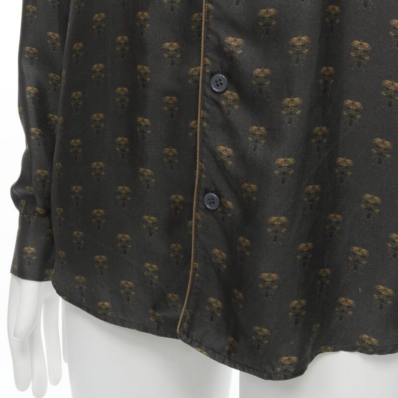 Dolce & Gabbana DOLCE GABBANA 100% silk grey Queen Bee print pajama shirt M Size M / US 6-8 / IT 42-44 - 7 Thumbnail