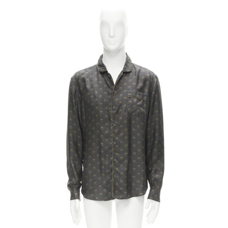 Dolce & Gabbana DOLCE GABBANA 100% silk grey Queen Bee print pajama shirt M Size M / US 6-8 / IT 42-44 - 10 Thumbnail