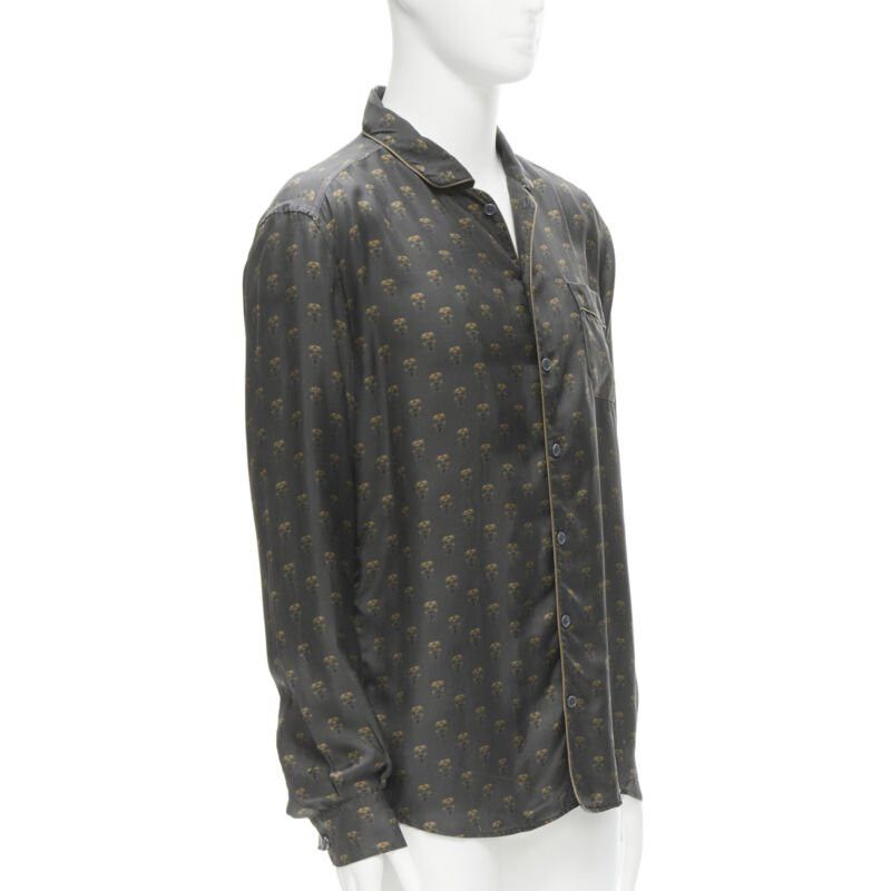 Dolce & Gabbana DOLCE GABBANA 100% silk grey Queen Bee print pajama shirt M Size M / US 6-8 / IT 42-44 - 3 Thumbnail