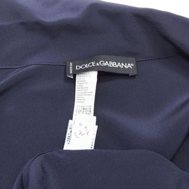 Dolce & Gabbana DOLCE GABBANA navy blue white piping casual pajama shirt S IT4 Size S / US 4 / IT 40 - 8 Thumbnail