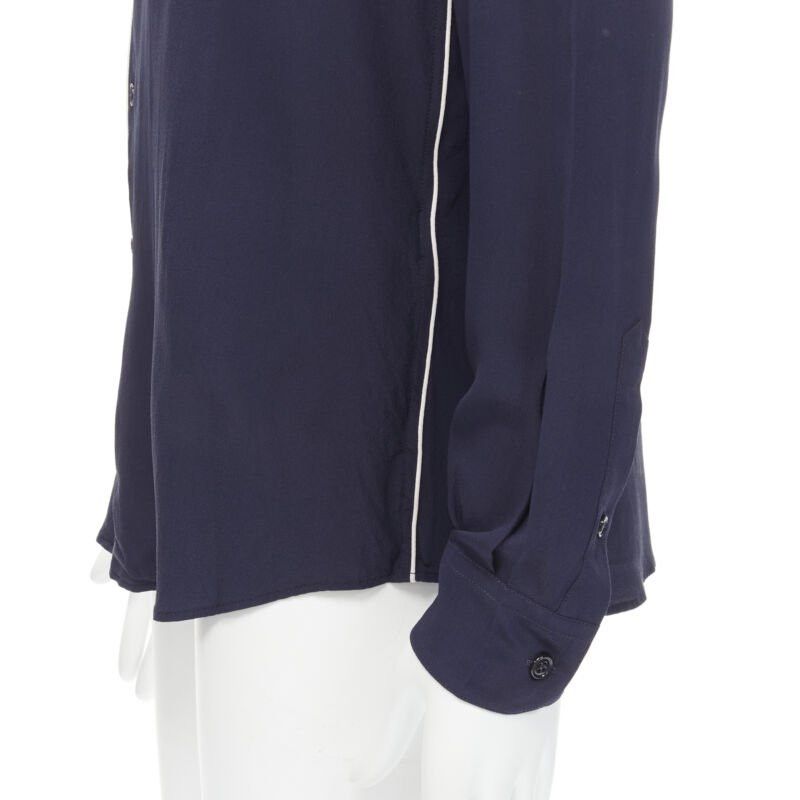 Dolce & Gabbana DOLCE GABBANA navy blue white piping casual pajama shirt S IT4 Size S / US 4 / IT 40 - 7 Thumbnail
