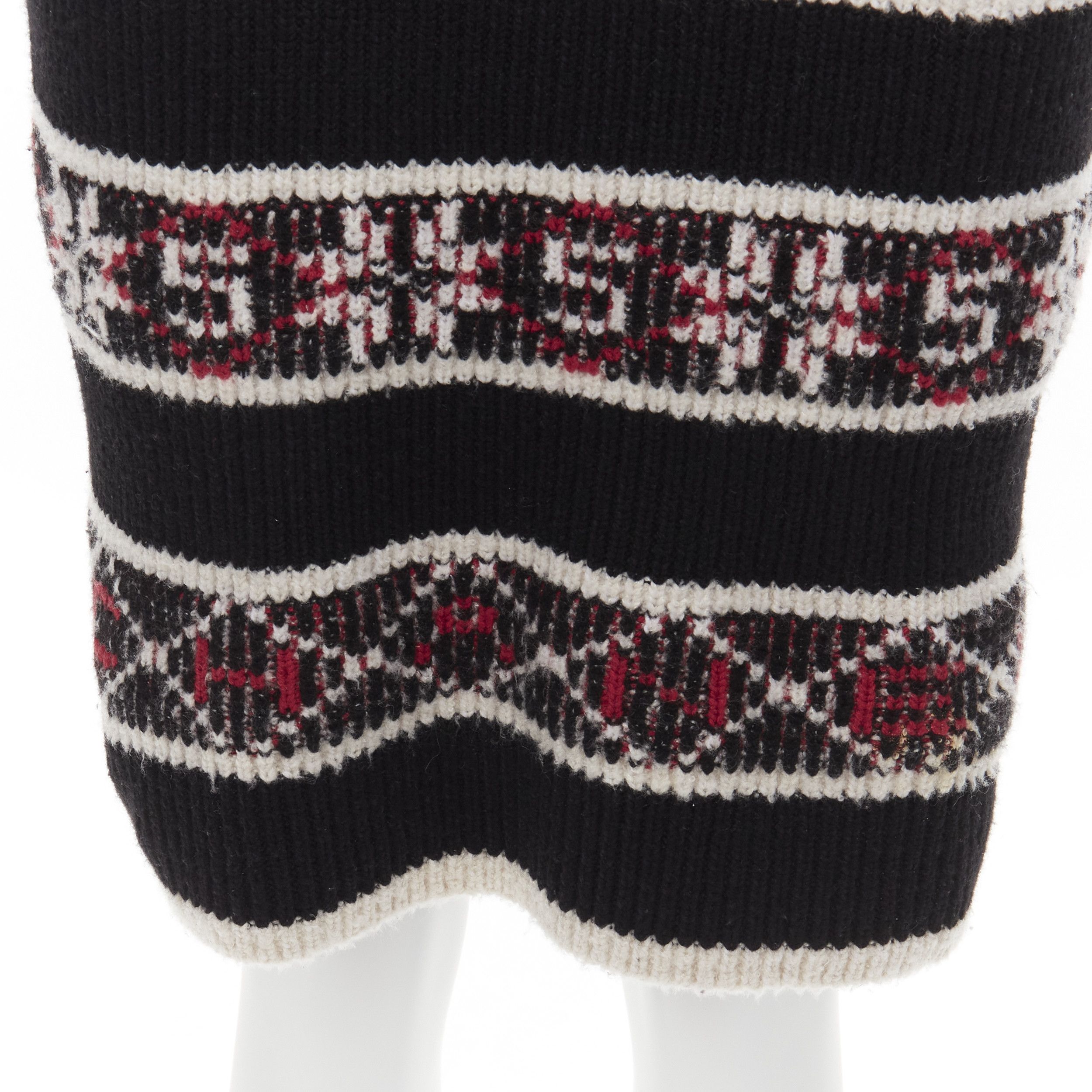 Chanel CHANEL Number 5 red black white CC logo fair isle intarsia skirt FR34 XS Size 26" / US 2 / IT 38 - 7 Thumbnail
